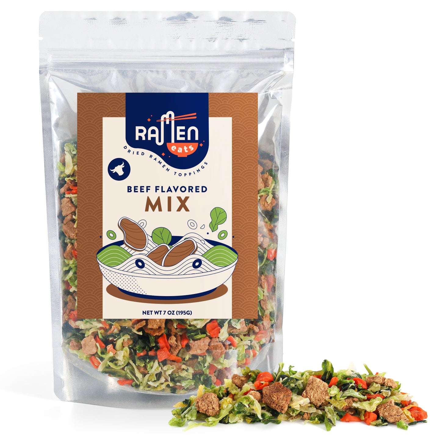 Beef Flavored Mix with Dried Vegetables for Noodles, Soups, Camping, Pantry, Shelf Stable, Emergencies