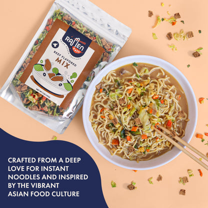 Beef Flavored Mix with Dried Vegetables for Noodles, Soups, Camping, Pantry, Shelf Stable, Emergencies